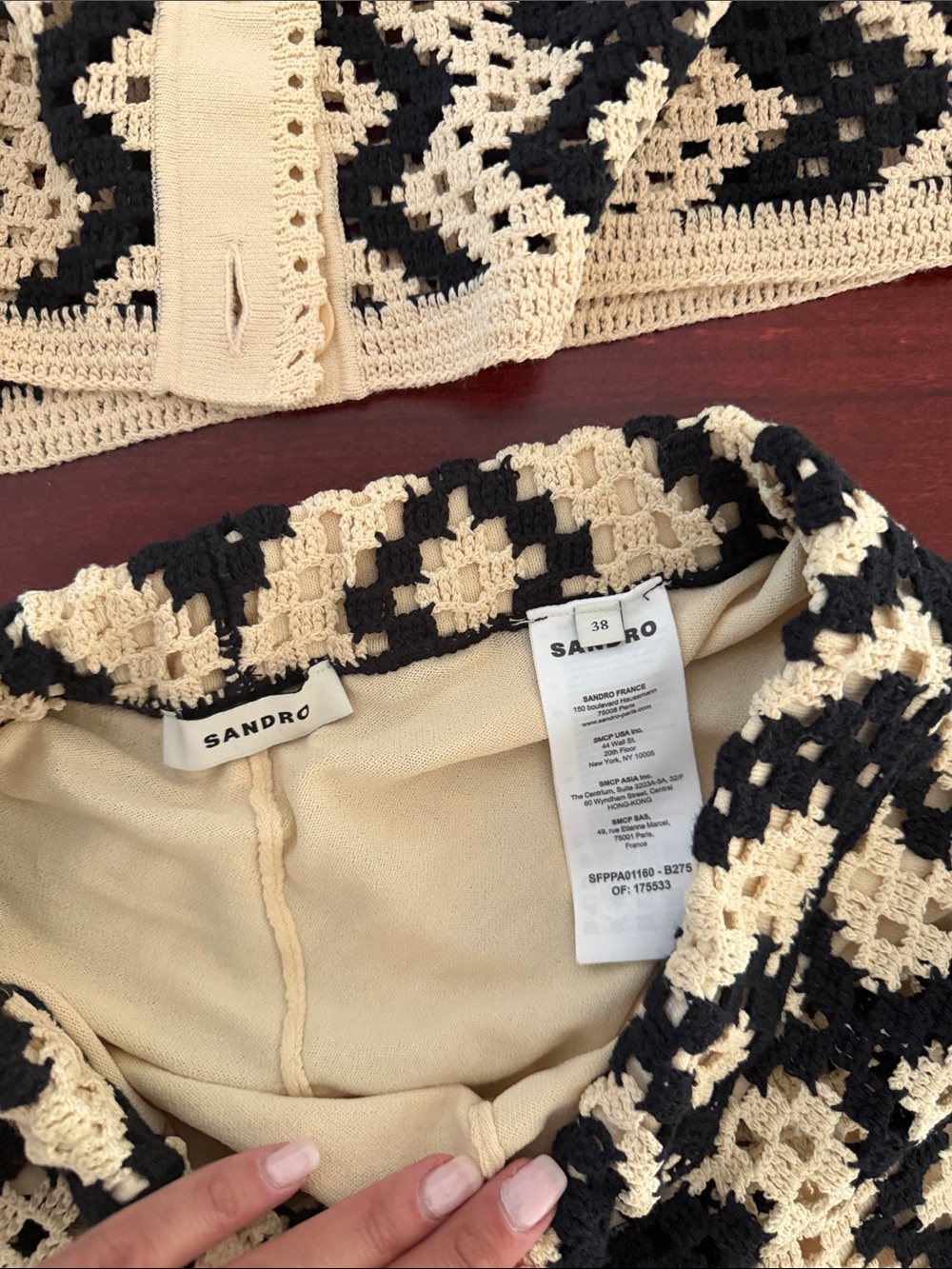 Sandro Black and Cream crochet set (M) - Picture 5 of 5